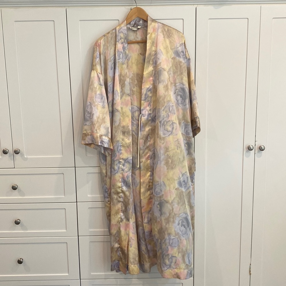 Floral Satin Kimono Robe